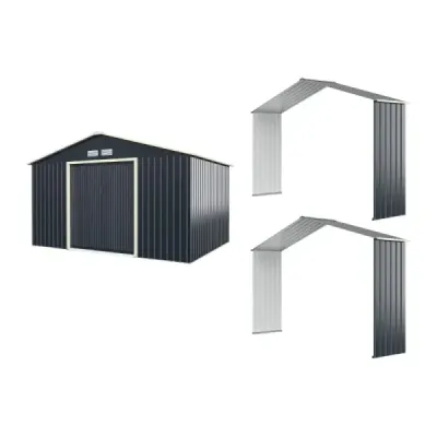 Casă de echipamente metalice + 2 Set de extindere Shed dispozitiv cu 4 Slituri de aer și usi Lockable extins