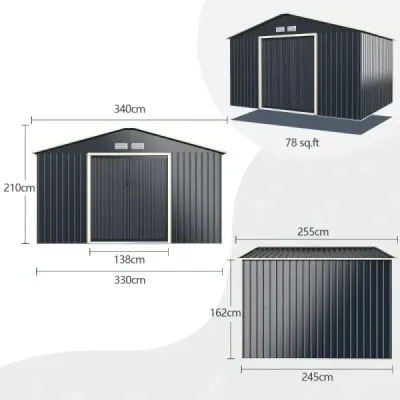Casă de echipamente metalice + 2 Set de extindere Shed dispozitiv cu 4 Slituri de aer și usi Lockable extins