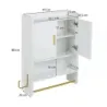 Spânzurare dulap baie 2 usi rafturi suport prosop Alb reglabil 55x20x80 cm