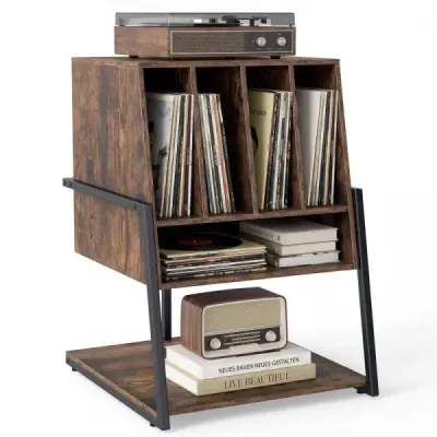 Stand placa cu latime tabel top & 4 partiții tabel disc vinil Brown
