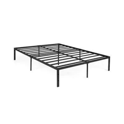 King Dimensiune metal pat cadru Platforma pat cu foi de metal robust negru