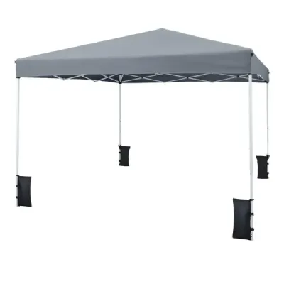 290 x 290 cm pop-up pavilion inaltime reglabil pliabil cu accesorii pentru camping plaja gri