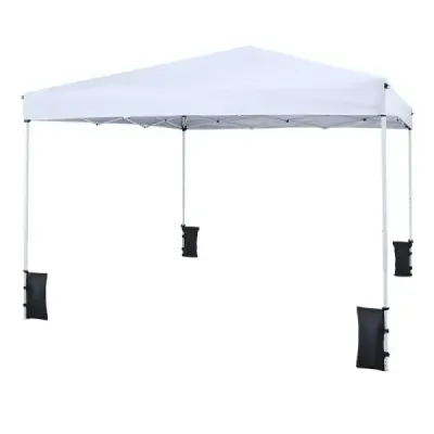 290 x 290 cm pop-up pavilion înălțime reglabil pliabil cu accesorii pentru camping plaja alb