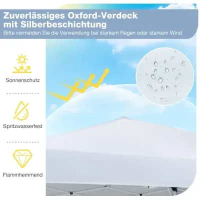 290 x 290 cm pop-up pavilion înălțime reglabil pliabil cu accesorii pentru camping plaja alb