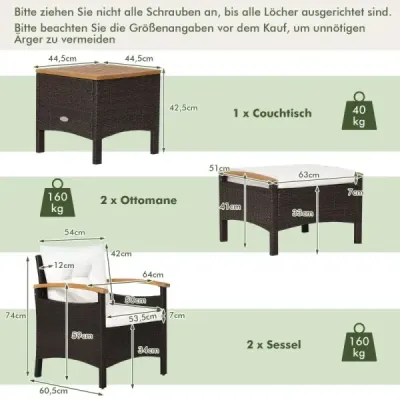 Costway cos mobilier set 5 părți rattan mobilier set pentru terasa