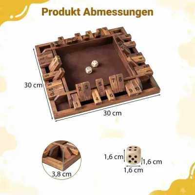 Închide jocul cutie pentru 2-4 jucători Dice joc cu 2 Cubes & Robust pin lemn pliere joc maro