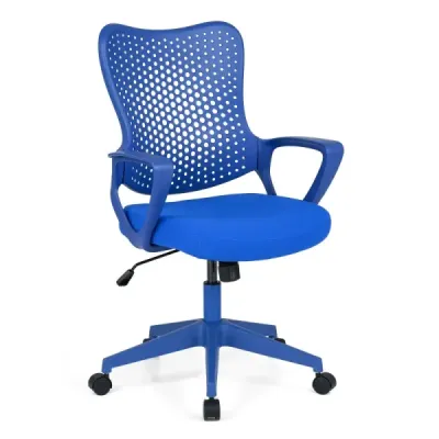 Scaun de birou ergonomic cu spătar cu ochiuri respirabile Scaun pivotant de mare reglabil albastru