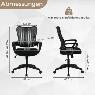 Scaun de birou ergonomic cu spătar cu ochiuri respirabile Scaun pivotant reglabil Înălţime Negru