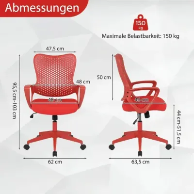 Scaun de birou ergonomic cu spătar cu ochiuri respirabile Scaun pivotant reglabil inaltime Red