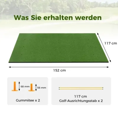 Mat impact Golf 2 ceaiuri de cauciuc & 2 bare de aliniere & 6 pozitii de impact 152 x 117 cm grosime 32 mm
