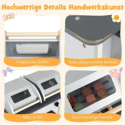 Grătar pentru copii Grill cu grătar & echipamente de joc & capace pliante Grill jucării