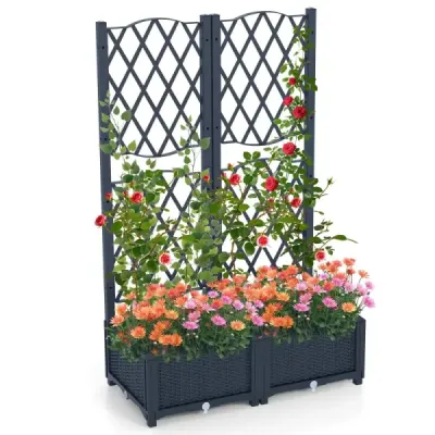 Hochbeet cu spalator plastic de plantare Bowl găuri de drenaj Pentru gradina Balcon 80x40x122 cm Gri