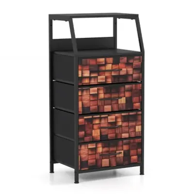 Masa de pat cu 4 sertare de tesatura & Compartiment deschis Cabinet de pat industrial