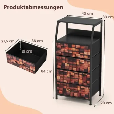 Masa de pat cu 4 sertare de tesatura & Compartiment deschis Cabinet de pat industrial