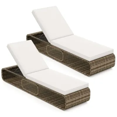 2nd set Rattan sun lounger cu suport & backrest reglabil
