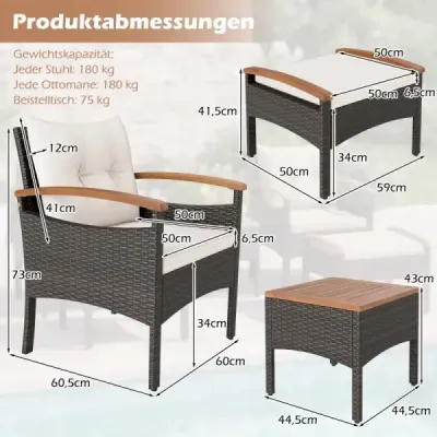 Costway cos mobilier set 5 părți rattan mobilier set pentru terasa