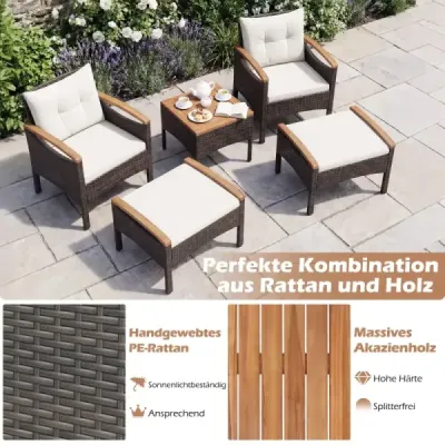 Costway cos mobilier set 5 părți rattan mobilier set pentru terasa
