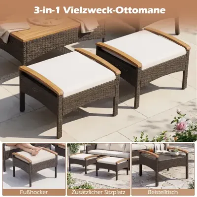 Costway cos mobilier set 5 părți rattan mobilier set pentru terasa