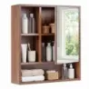 Cabinet oglindă Dulap baie Deschide compartimentul Rafturi reglabile Perete agăţat 55x16x61cm Brown