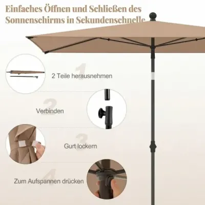 Balcon Terasa Umbrella 213x140 Cm Piata pliabil cu sac pentru Garden Pool Beach Brown