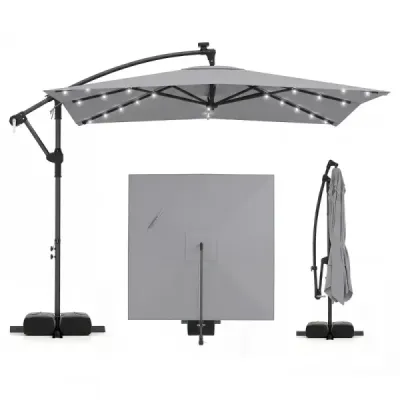 Ecranul luminos cu stand solar Led 32 360 de grade Crank turnable Cross Base for Garden Pool Terrace Grey
