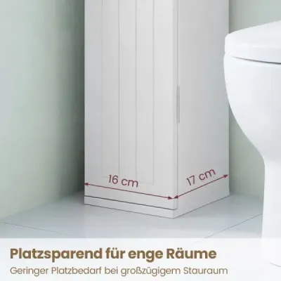 Dulap baie îngust cu 3 rafturi detașabile 16cm wide dulap WC alb