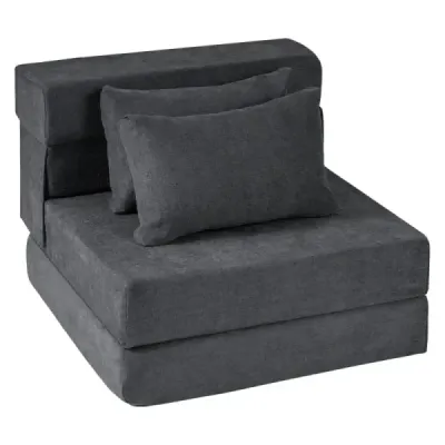 3 În 1 canapea pliabil pat Chenille cu 2 perne pentru camera de zi dormitor Home Office Grey