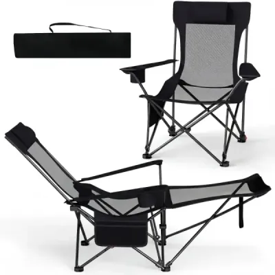 Scaun de camping pliabil cu picioare reglabile Backrest pentru plajă Drumeţii de pescuit verde