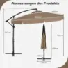 Ø300 cm Parasol inclusiv capac de protecție &amp; manivelă &amp; Volant Ampelshi umbrelă de grădină Brown
