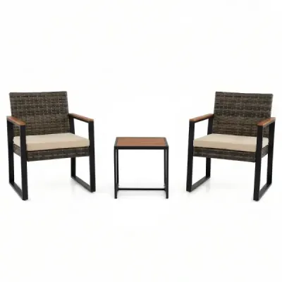 Set mobilier balcon cu 2 scaune si masa laterala & Perne moi grup de zi Lounge Set Bej
