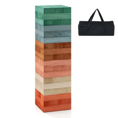 Colorat din lemn joc 54 Piese Wackelturm cu sac pentru copii de la 3 ani Multicolor