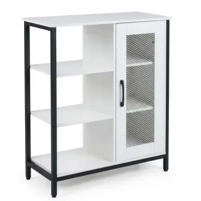 Sideboard din lemn cu ușă & raft reglabil Cabinet de bucătărie Vintage bufet Cabinet alb