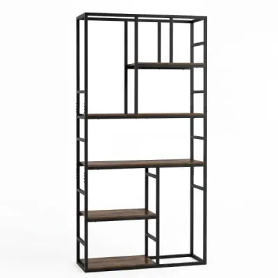 Stand geometric raft de 5 etape cu compartiment de stocare deschis & cadru metalic