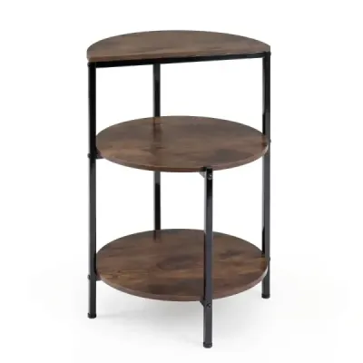 Masa laterala rotunda 3 etape Industrial cu cadru metalic Picioare reglabile Rustic Brown