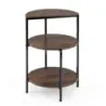 Masa laterala rotunda 3 etape Industrial cu cadru metalic Picioare reglabile Rustic Brown