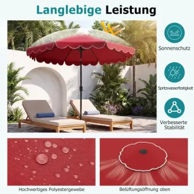 Ø300 cm Parasol cu umbrela gradina manivela & Volant Side by 30° Knickbar Red