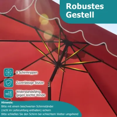 Ø300 cm Parasol cu umbrela gradina manivela & Volant Side by 30° Knickbar Red