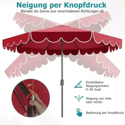 Ø300 cm Parasol cu umbrela gradina manivela & Volant Side by 30° Knickbar Red