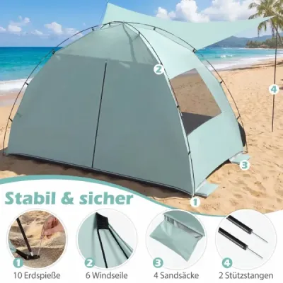 Plajă Clam 5-6 Persoane Sonn- parbriz Net Window Beach Camping verde