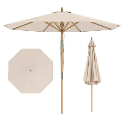 270 cm Parasol Side by 30° Knickbar Wood Garden umbrela Umbrela balconului Bej