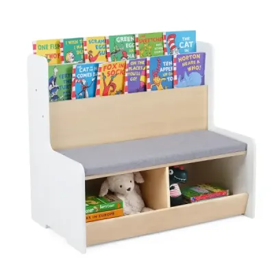 3in1 Compartimente din lemn pentru copii Rack Bank 80x48x74.5cm Alb + Natura