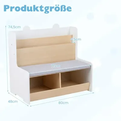 3in1 Compartimente din lemn pentru copii Rack Bank 80x48x74.5cm Alb + Natura