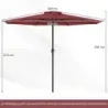 360cm Terasa Umbrella Crank 8 struts Ventilated Sun protection Garden Red