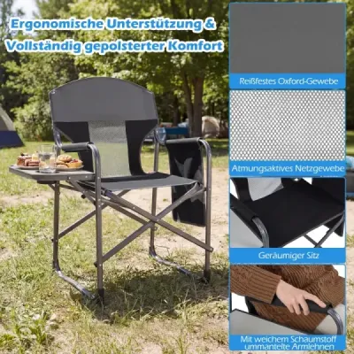 Scaun pliabil direct sac de masă laterale 180 kg Camping de pescuit negru