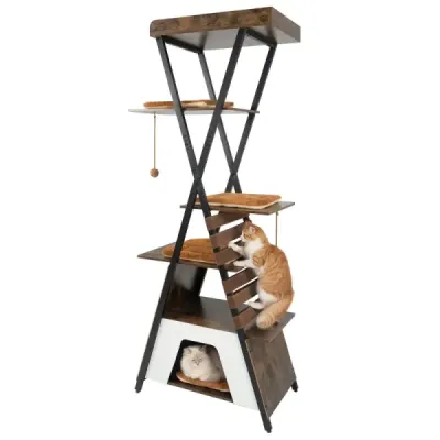 185 cm Scratch cu 4 platforme & Peştera & Mats Cat Tree Cat House