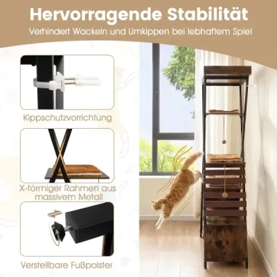 185 cm Scratch cu 4 platforme & Peştera & Mats Cat Tree Cat House
