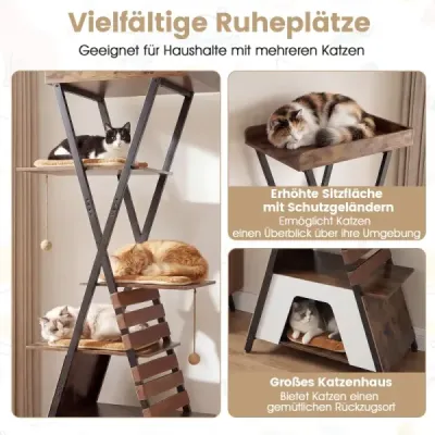 185 cm Scratch cu 4 platforme & Peştera & Mats Cat Tree Cat House