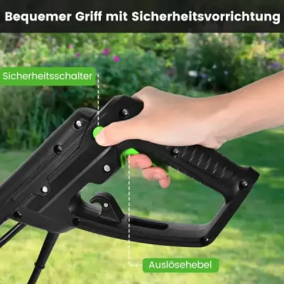 Cip de sol electric cu 6 elicopter & 2-punct de siguranță comutator 1500W gradina de măcinare verde