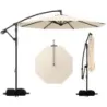 Sunshade cu stand &amp; manivela 300 cm ecran luminos 360° Rotary Garden Screen Bej