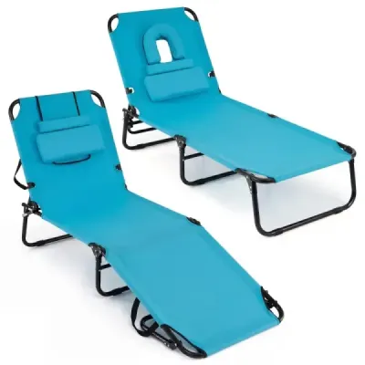 2 set Foldable Bräunungsstuhl canapea de plajă cu deschidere facială turcoaz